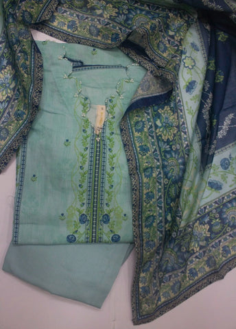 3 Piece Printed Stitched Light Blue Color Lawn Shirt with Trouser & Dupatta