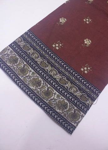 3 Piece Printed Stitched Black & Maroon Color Lawn Shirt with Trouser & Dupatta