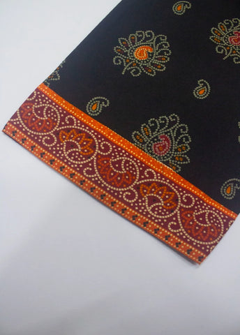 3 Piece Printed Stitched Black Color Lawn Shirt with Trouser & Dupatta