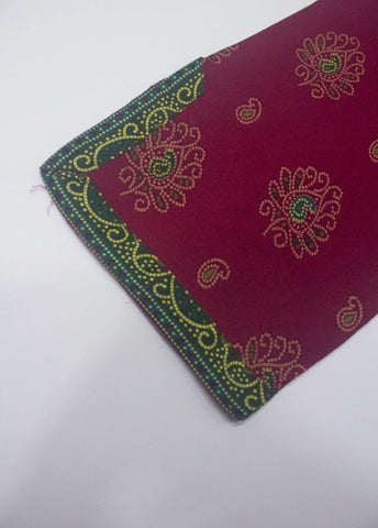 3 Piece Printed Stitched Maroon Color Lawn Shirt with Trouser & Dupatta