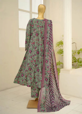 3 Piece Embroidred Stitched Mint Green Color Lawn Frock with Trouser & Dupatta