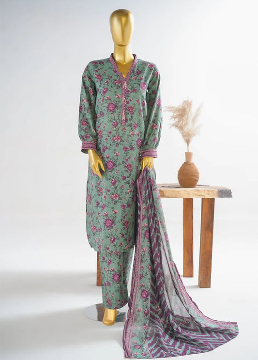 3 Piece Printed Stitched MultiColor Lawn Shirt with Trouser & Dupatta