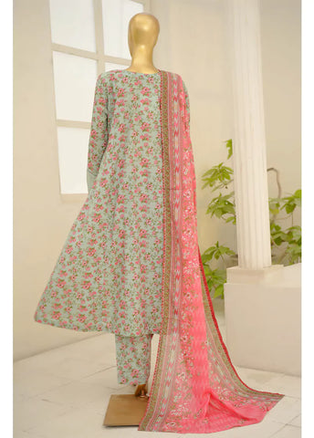 3 Piece Embroidred Stitched Pastel Blue Color Lawn Frock with Trouser & Dupatta