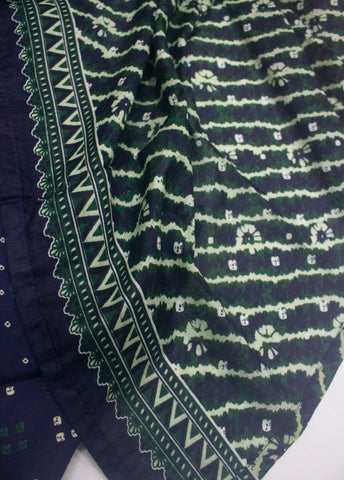 3 Piece Printed Stitched Navy Blue Color Lawn Shirt with Trouser & Dupatta