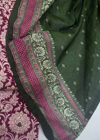 3 Piece Printed Stitched Red & White Color Lawn Shirt with Trouser & Dupatta