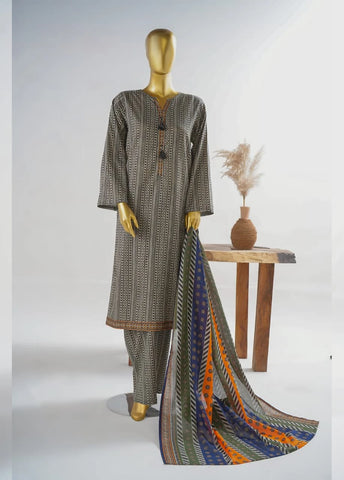 3 Piece Printed Stitched MultiColor Lawn Shirt with Trouser & Dupatta