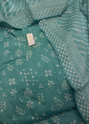 3 Piece Printed Stitched Mint Green Color Lawn Shirt with Trouser & Dupatta