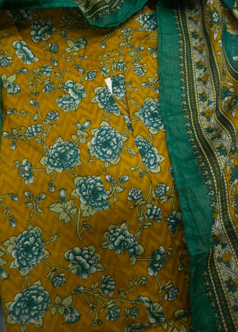3 Piece Printed Stitched Honey Orange Color Lawn Shirt with Trouser & Dupatta