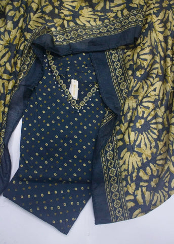 3 Piece Printed Stitched Navy Blue Color Lawn Shirt with Trouser & Dupatta