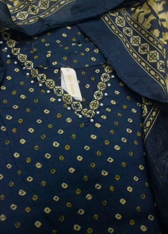 3 Piece Printed Stitched Navy Blue Color Lawn Shirt with Trouser & Dupatta