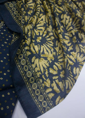 3 Piece Printed Stitched Navy Blue Color Lawn Shirt with Trouser & Dupatta