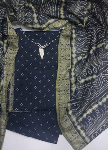 3 Piece Printed Stitched Black Color Lawn Shirt with Trouser & Dupatta