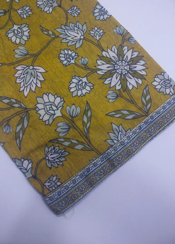 3 Piece Printed Stitched Mustard Color Lawn Shirt with Trouser & Dupatta