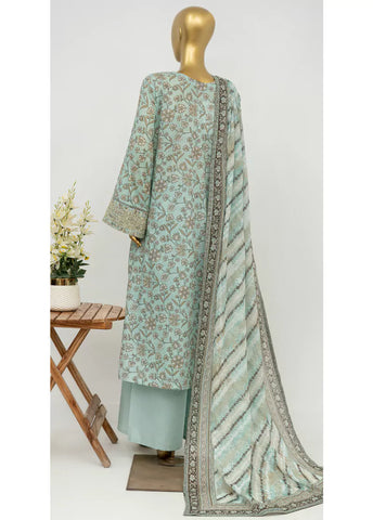 3 Piece Embroidred Stitched Mint Green Color Lawn Suit with Trouser & Dupatta