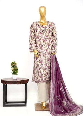 3 Piece Printed Stitched MultiColor Lawn Shirt with Trouser & Dupatta
