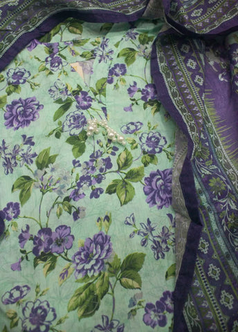 3 Piece Printed Stitched Seafoam Green Color Lawn Shirt with Trouser & Dupatta