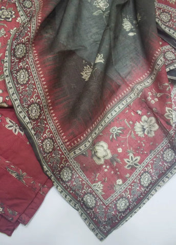 3 Piece Printed Stitched Watermelon Red Color Lawn Shirt with Farshi Shalwar & Dupatta