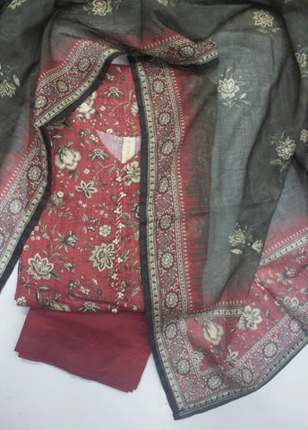 3 Piece Printed Stitched Watermelon Pink Color Lawn Shirt with Trouser & Dupatta