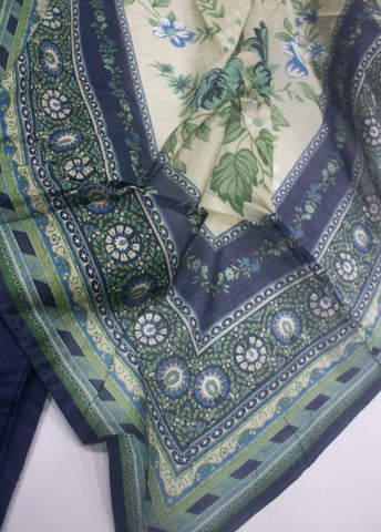 3 Piece Printed Stitched Navy Blue Color Lawn Shirt with Trouser & Dupatta