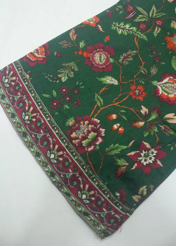 3 Piece Printed Stitched Bottle Green Color Lawn Shirt with Trouser & Dupatta