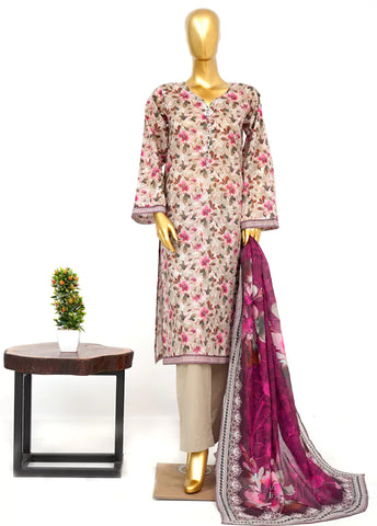 3 Piece Printed Stitched MultiColor Lawn Shirt with Trouser & Dupatta