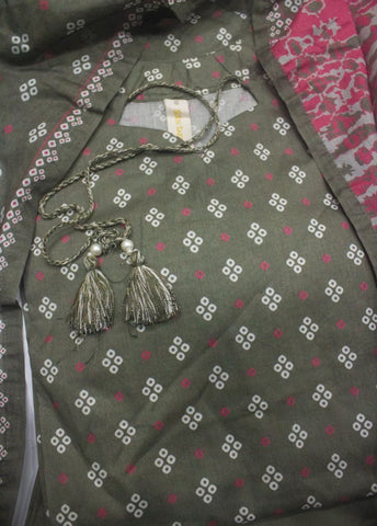 3 Piece Printed Stitched Grey Color Lawn Shirt with Trouser & Dupatta
