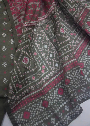 3 Piece Printed Stitched Grey Color Lawn Shirt with Trouser & Dupatta
