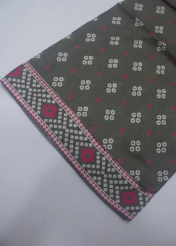 3 Piece Printed Stitched Grey Color Lawn Shirt with Trouser & Dupatta