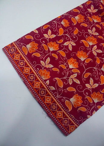 3 Piece Printed Stitched Red Color Lawn Shirt with Trouser & Dupatta