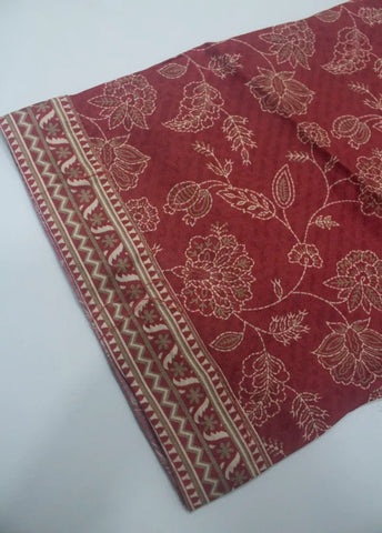 3 Piece Printed Stitched Rust Color Lawn Shirt with Trouser & Dupatta