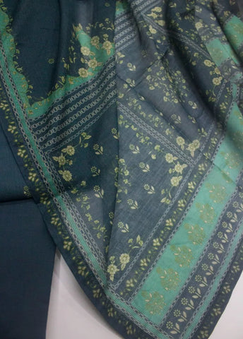 3 Piece Printed Stitched Ocean Blue Color Lawn Shirt with Trouser & Dupatta