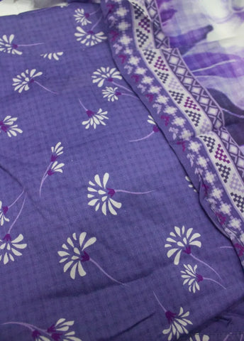 3 Piece Printed Stitched Purple Color Lawn Shirt with Farshi Shalwar & Dupatta