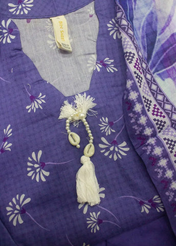 3 Piece Printed Stitched Purple Color Lawn Shirt with Trouser & Dupatta