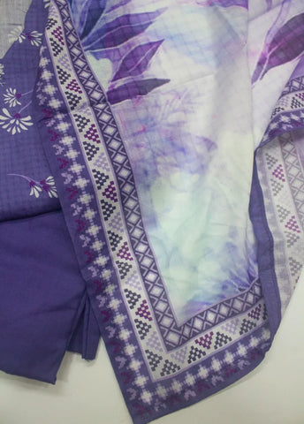 3 Piece Printed Stitched Purple Color Lawn Shirt with Trouser & Dupatta