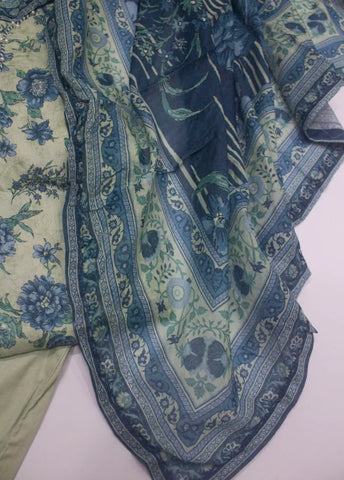 3 Piece Printed Stitched Beige Color Lawn Shirt with Trouser & Dupatta