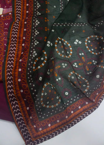 3 Piece Printed Stitched Maroon Color Lawn Shirt with Trouser & Dupatta