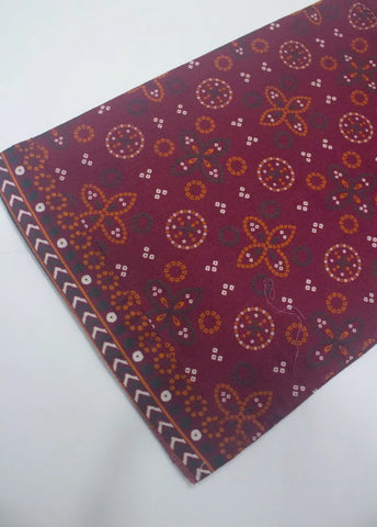 3 Piece Printed Stitched Maroon Color Lawn Shirt with Trouser & Dupatta