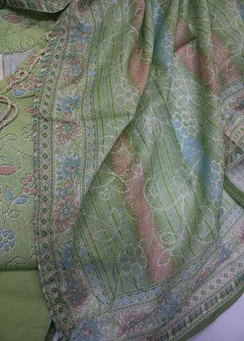 3 Piece Printed Stitched Pastel Green Color Lawn Shirt with Trouser & Dupatta
