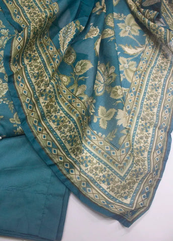 3 Piece Printed Stitched Teal Color Lawn Shirt with Trouser & Dupatta