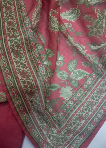 3 Piece Printed Stitched Watermelon Red Color Lawn Shirt with Trouser & Dupatta