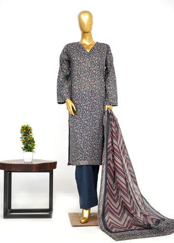 3 Piece Printed Stitched MultiColor Lawn Shirt with Trouser & Dupatta