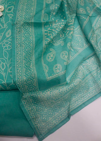 3 Piece Printed Stitched Turquoise Color Lawn Shirt with Trouser & Dupatta