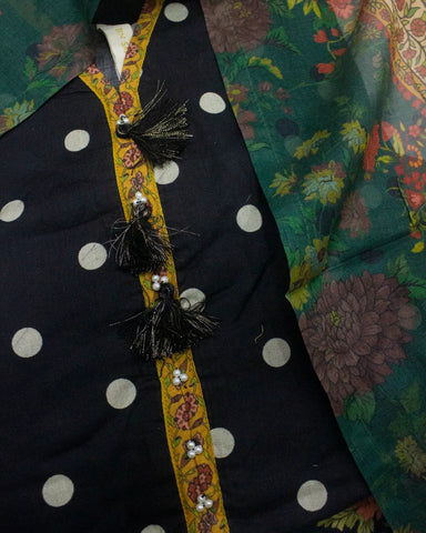 3 Piece Printed Stitched MultiColor Cotton Shirt with Trouser & Dupatta