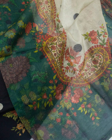 3 Piece Printed Stitched MultiColor Cotton Shirt with Trouser & Dupatta