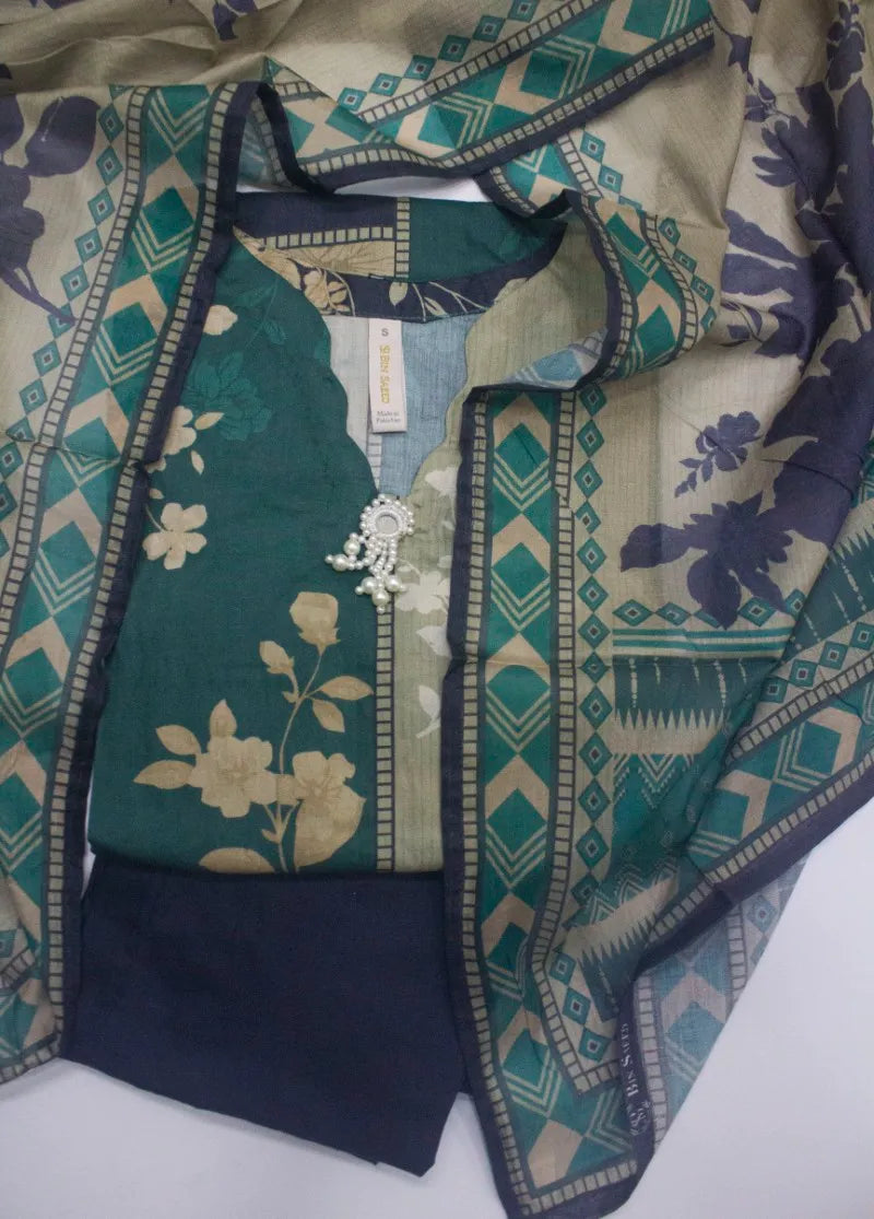 3 Piece Printed Stitched MultiColor Lawn Shirt with Trouser & Dupatta