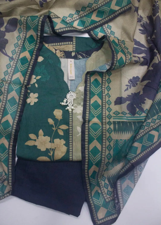 3 Piece Printed Stitched MultiColor Lawn Shirt with Trouser & Dupatta