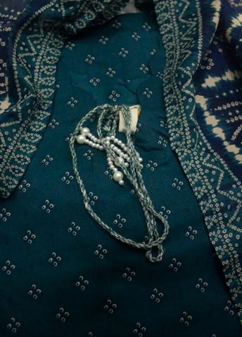 3 Piece Printed Stitched Teal Color Lawn Shirt with Trouser & Dupatta