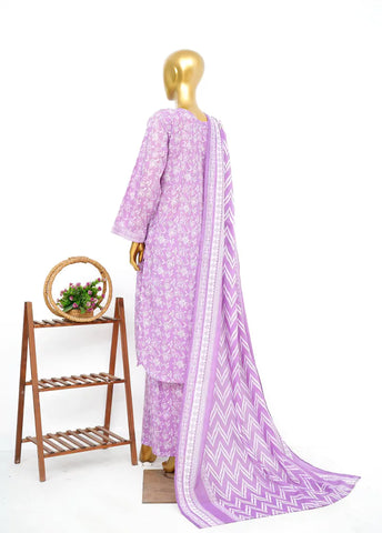 3 Piece Printed Stitched Lilac Color Lawn Shirt with Trouser & Dupatta