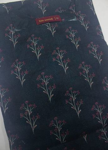 2 Piece Printed Stitched Navy Blue Color Lawn Shirt and Farshi Shalwar