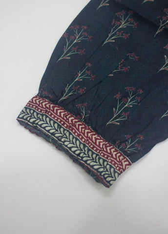 2 Piece Printed Stitched Navy Blue Color Lawn Shirt and Farshi Trouser